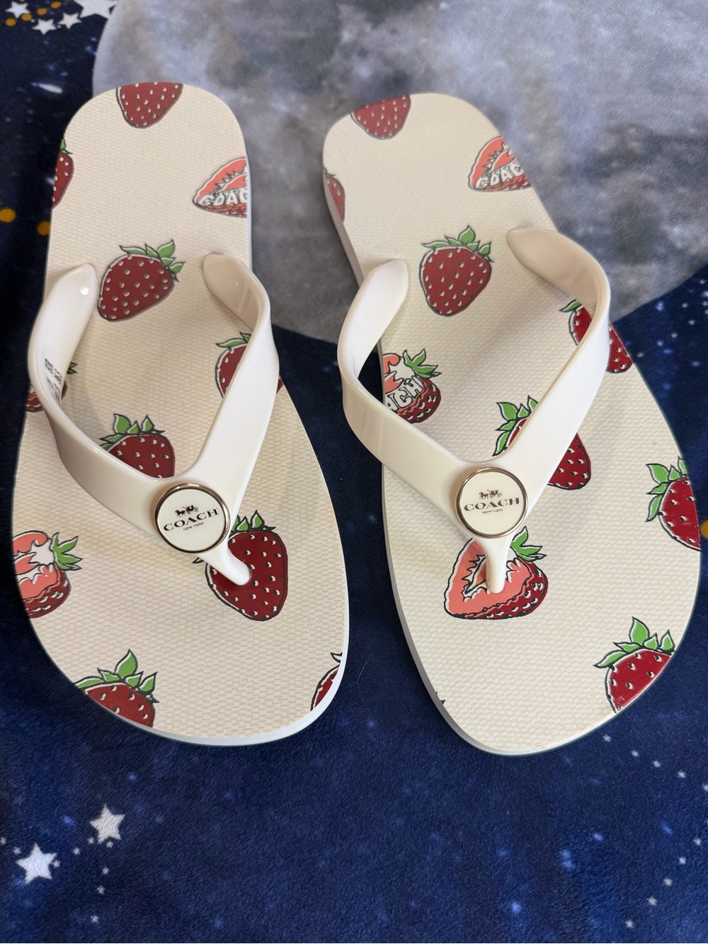Coach Zayn Flip Flops with Strawberry Print - Picture 2 of 5